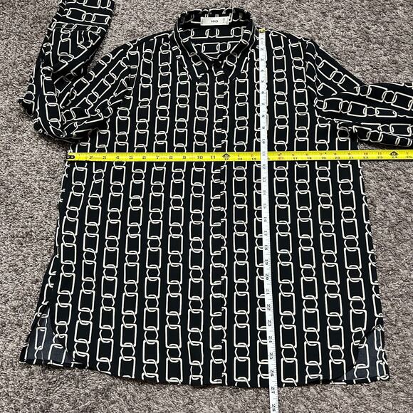 MNG by Mango Chainlink Shirt Long Sleeve Button Up Polyester Blouse Size 6 - Picture 5 of 8